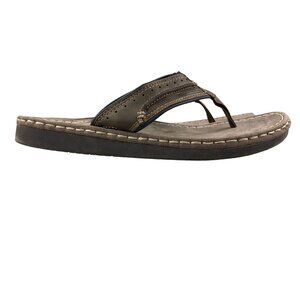 Earth Spirit Men's Size 11-11.5** Dillon Brown Leather Gelron Flip Flop Sandals